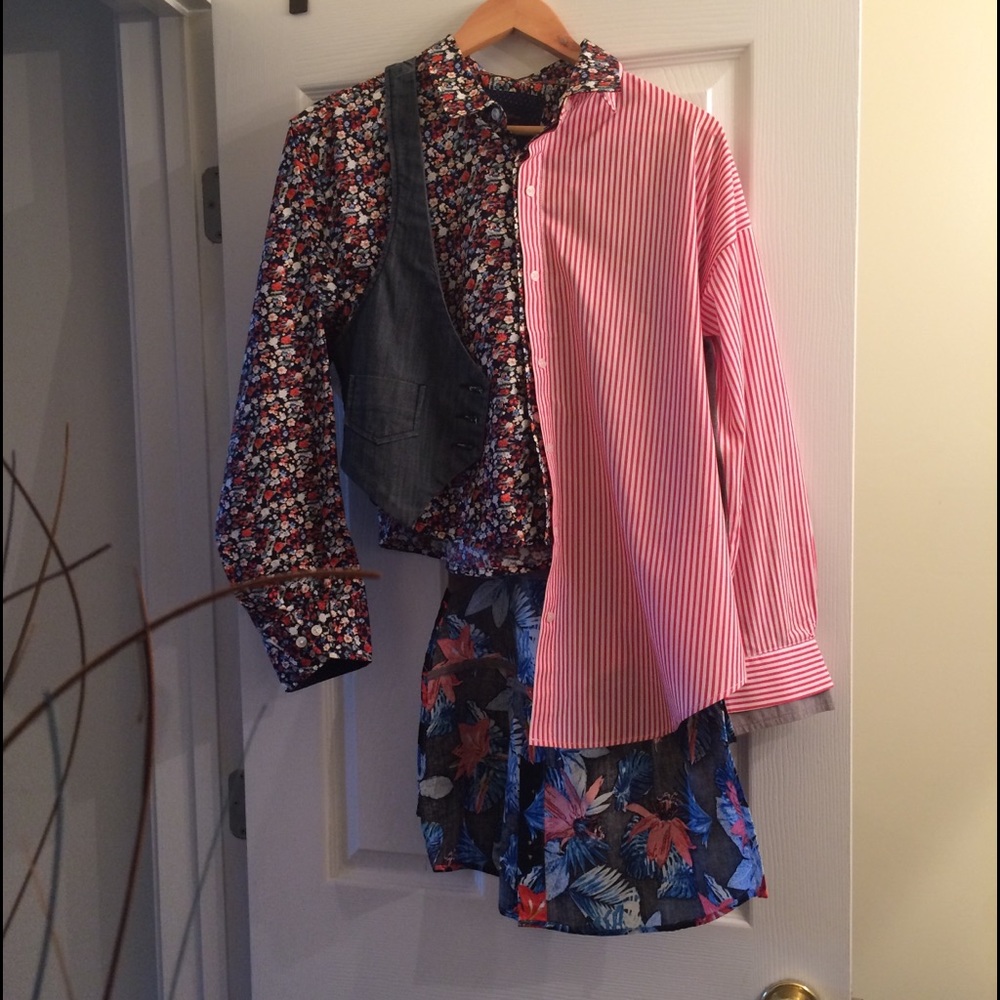 Custom asymmetric mixed pattern shirt (SOLD)